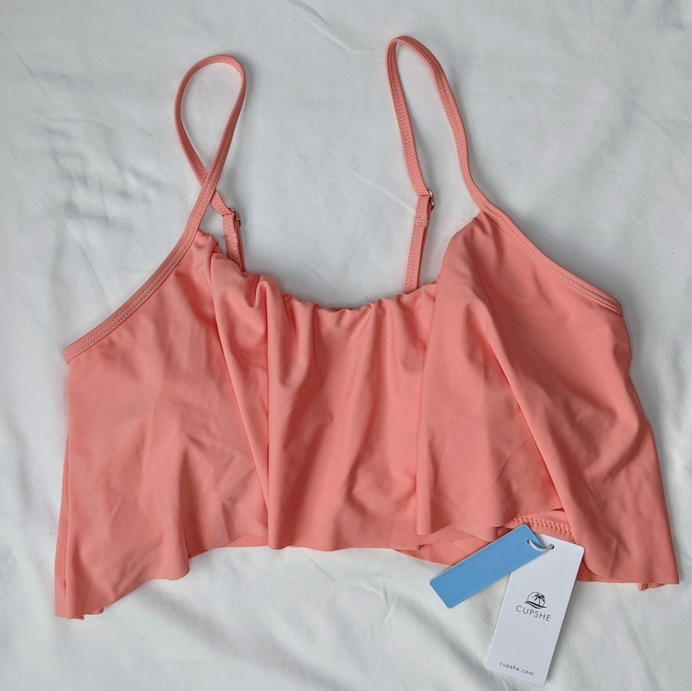 NEW Cupshe Flounce Bikini Top